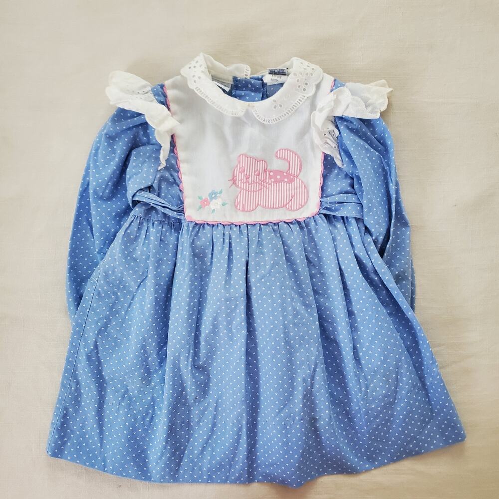 Vintage Kitty Blue Dotted Dress 3t